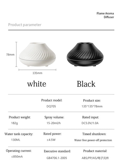 Volcanic Flame Aroma Diffuser – LED Essential Oil Humidifier