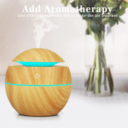 Electric Essential Oil Diffuser – Wooden Ultrasonic Air Humidifier for Home