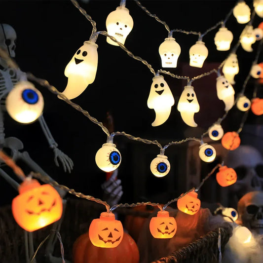 LED Halloween Decoration String – Pumpkin, Skull & Eyeball Lights for Horror Night