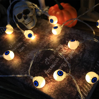 LED Halloween Decoration String – Pumpkin, Skull & Eyeball Lights for Horror Night