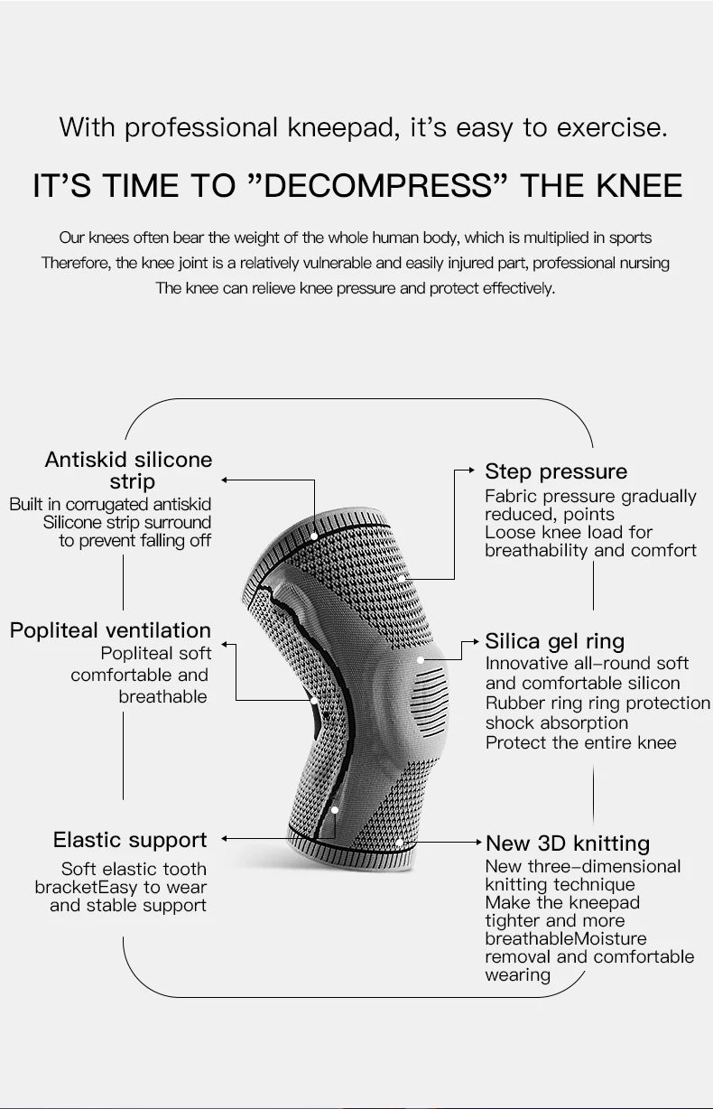 Compression Knee Pad for Running & Basketball – Meniscus & Patella Support