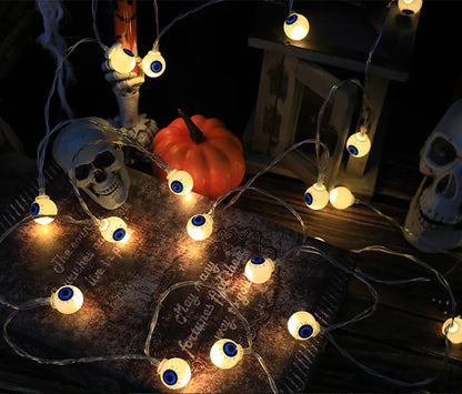 LED Halloween Decoration String – Pumpkin, Skull & Eyeball Lights for Horror Night