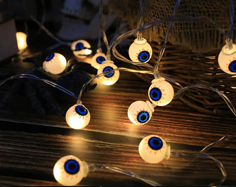 LED Halloween Decoration String – Pumpkin, Skull & Eyeball Lights for Horror Night