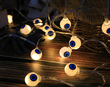 LED Halloween Decoration String – Pumpkin, Skull & Eyeball Lights for Horror Night