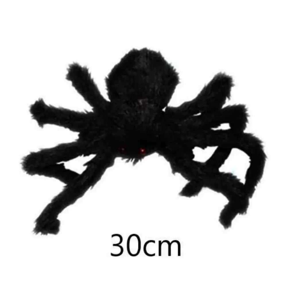 🎃 Scary Halloween Spider Decoration – Hairy Black Plush Spider & Web for Haunted House