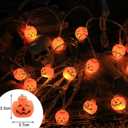 LED Halloween Decoration String – Pumpkin, Skull & Eyeball Lights for Horror Night