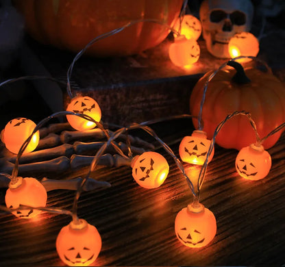 LED Halloween Decoration String – Pumpkin, Skull & Eyeball Lights for Horror Night