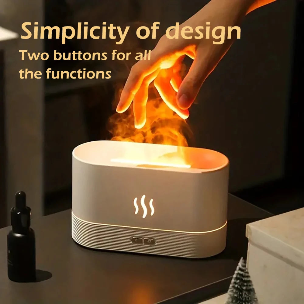Flame Effect Essential Oil Diffuser – Ultrasonic Cool Mist Humidifier with LED Lights