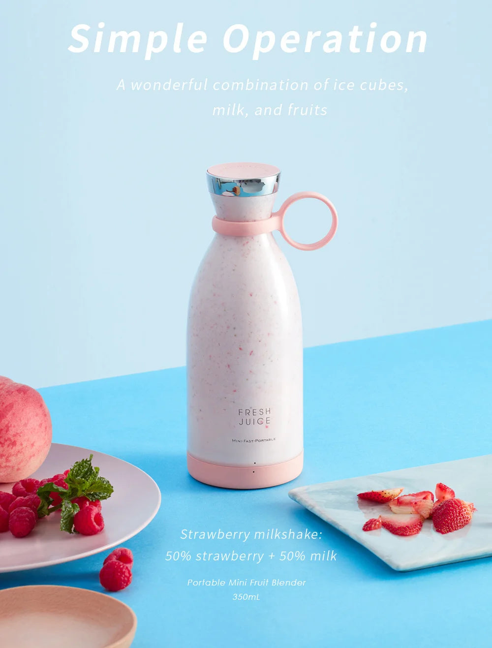 Compact Juice & Smoothie Blender – Portable USB Rechargeable Mixer