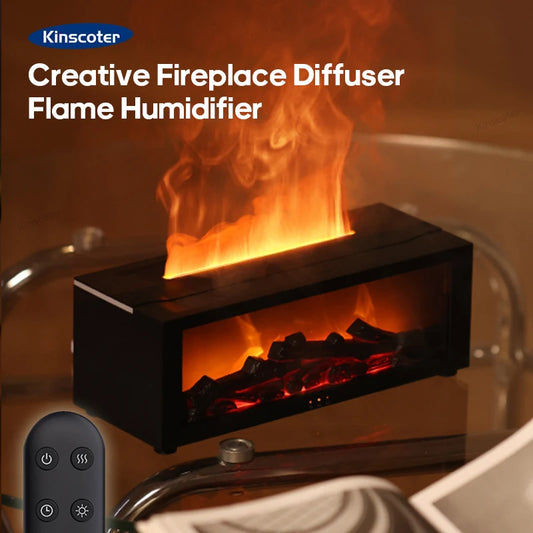 Fireplace Style Aroma Diffuser – Quiet Mist & LED Flame Effect