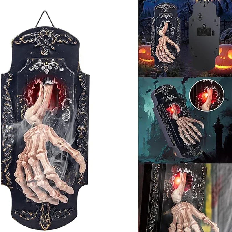 2025 New Halloween Animatronic Doorbell – Glowing Skeleton Hands with Spooky Sound