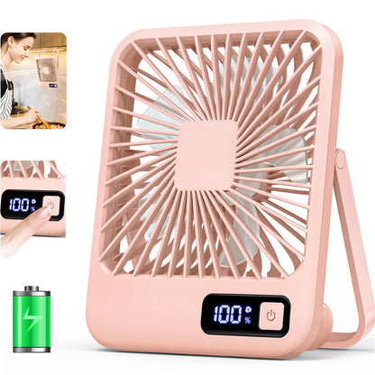 180° Folding USB Fan – Personal Desk Fan with Battery Display & 5 Speed Modes