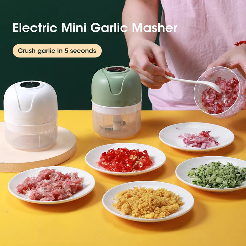 Portable Mini Food Chopper – Electric Garlic Crusher & Meat Grinder (250ml)
