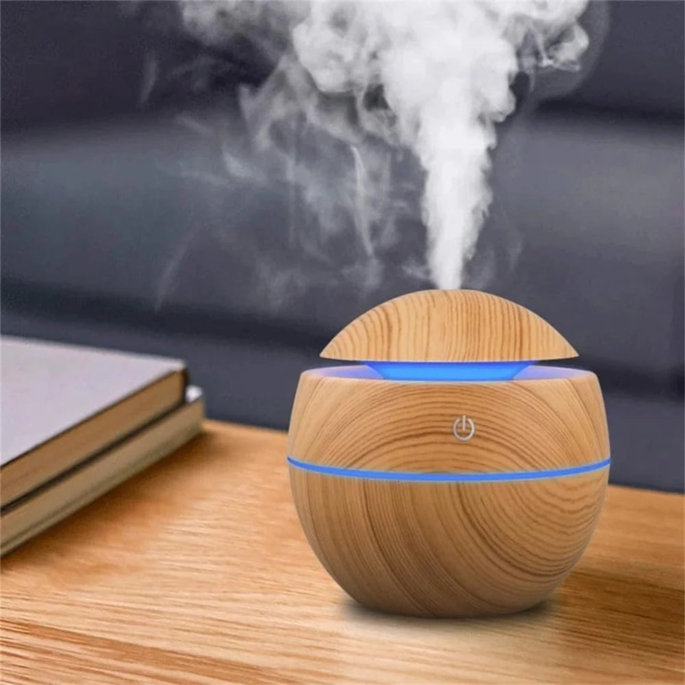 Electric Essential Oil Diffuser – Wooden Ultrasonic Air Humidifier for Home