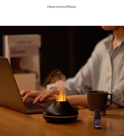 Volcanic Flame Aroma Diffuser – LED Essential Oil Humidifier