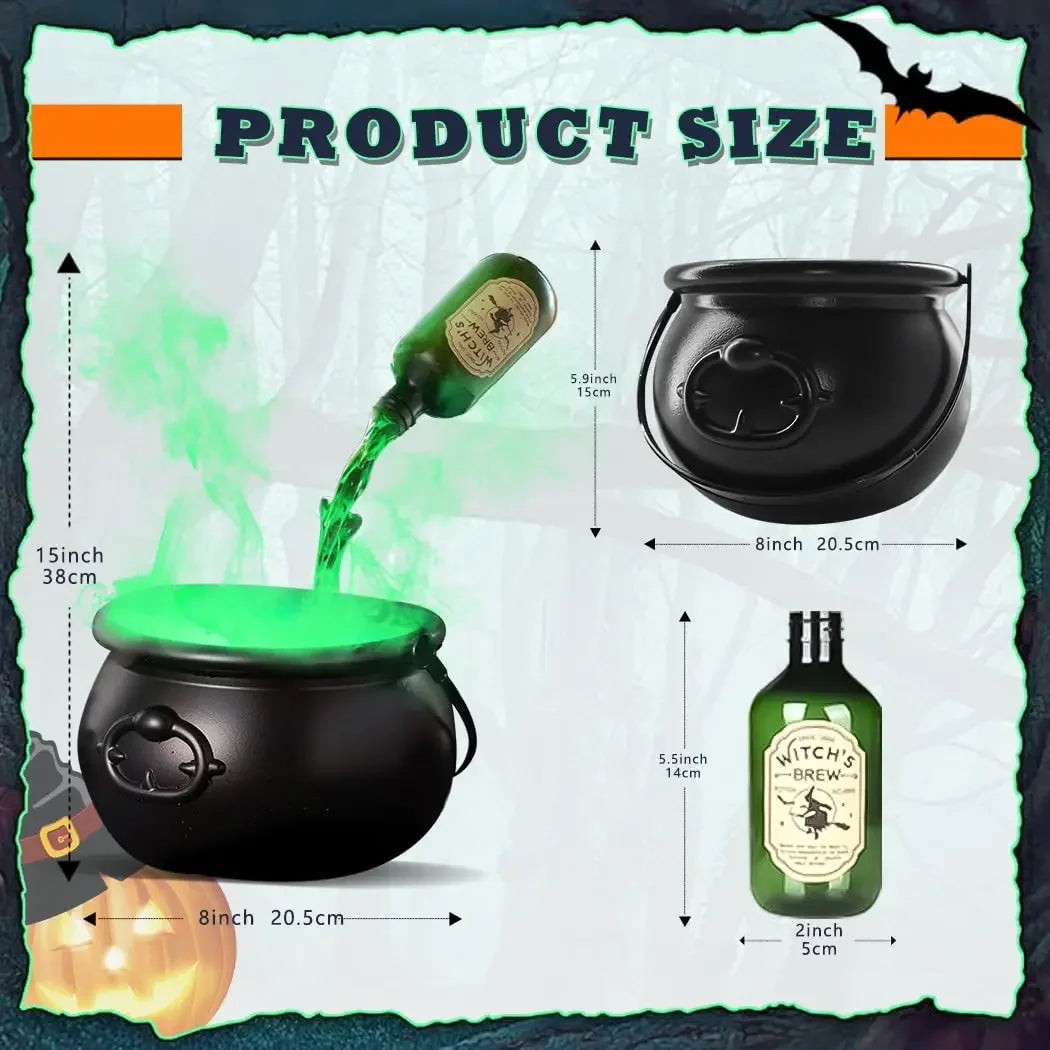LED Halloween Witch Cauldron with Fog Mist – Skeleton Decoration for Hocus Pocus Party