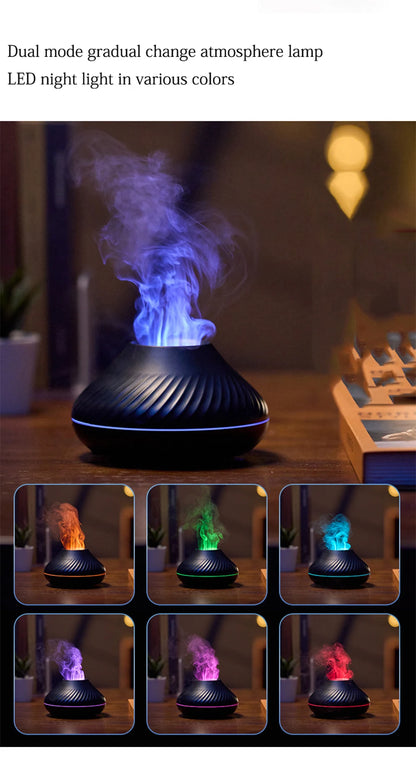 Volcanic Flame Aroma Diffuser – LED Essential Oil Humidifier