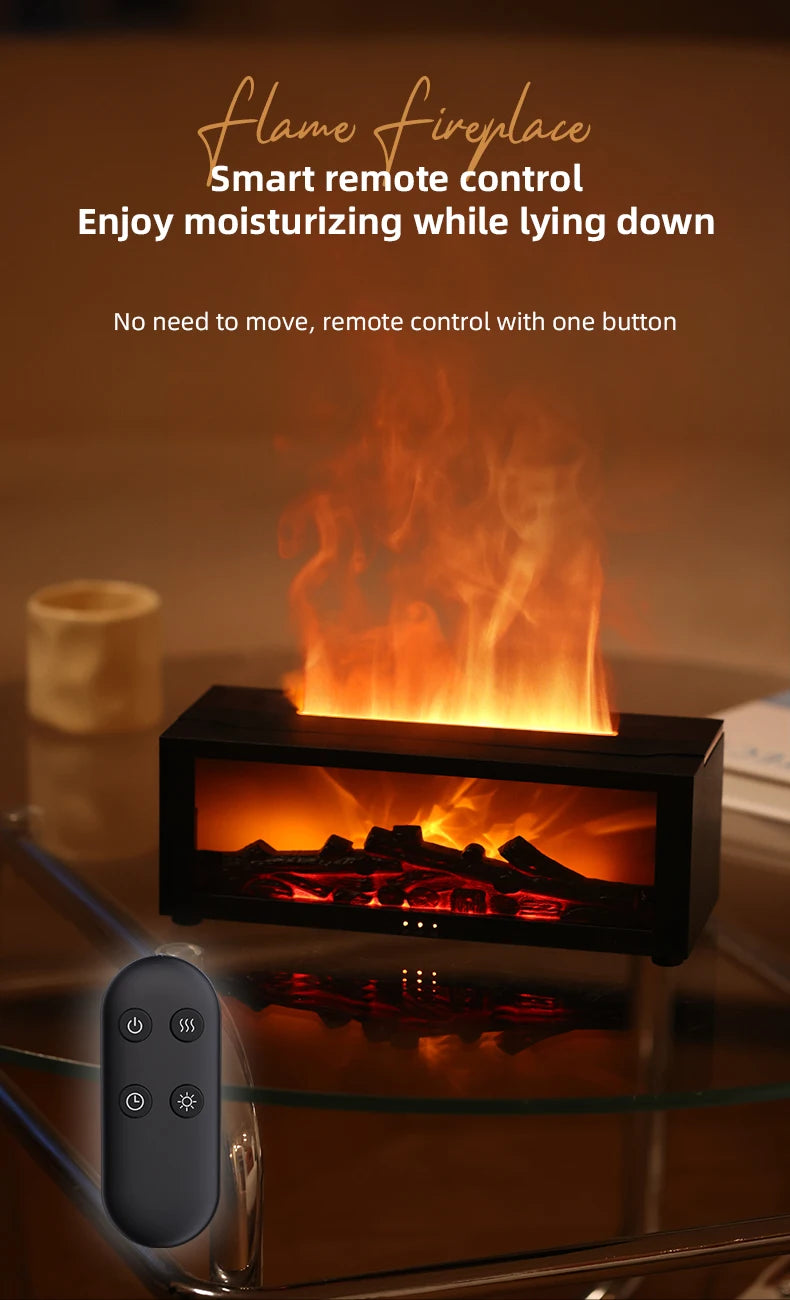Fireplace Style Aroma Diffuser – Quiet Mist & LED Flame Effect