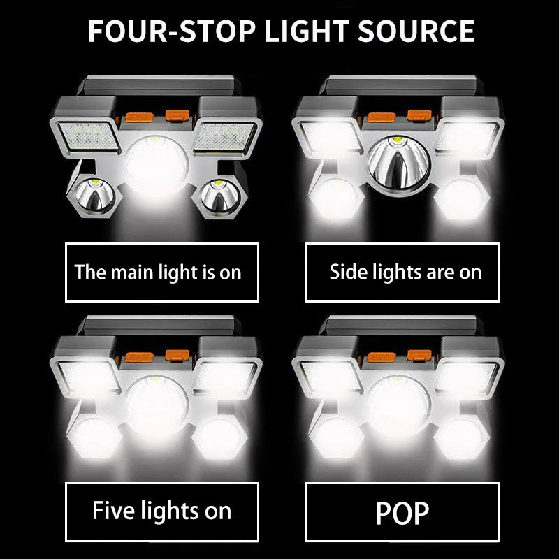 White-Post 5LED Rechargeable Headlamp