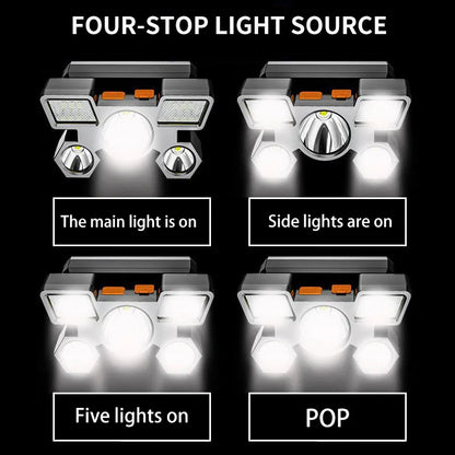 White-Post 5LED Rechargeable Headlamp