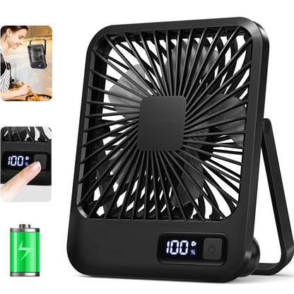 180° Folding USB Fan – Personal Desk Fan with Battery Display & 5 Speed Modes
