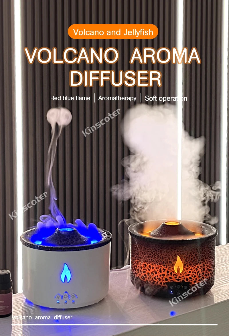 Volcano Flame Essential Oil Diffuser – 360ml Ultrasonic Aromatherapy Humidifier