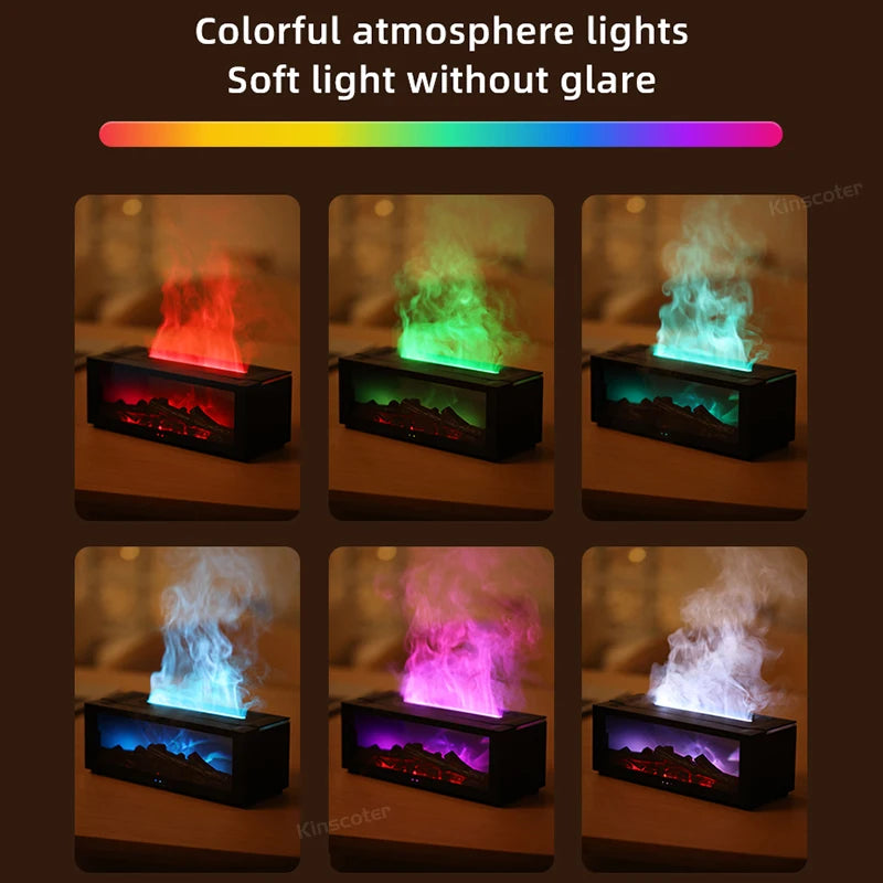 Fireplace Style Aroma Diffuser – Quiet Mist & LED Flame Effect