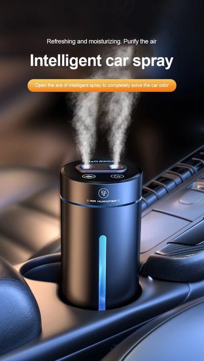 Aluminum Dual Spray Car Humidifier with Essential Oil Diffuser – Air Freshener for Auto & Room