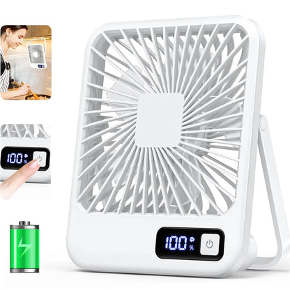 180° Folding USB Fan – Personal Desk Fan with Battery Display & 5 Speed Modes