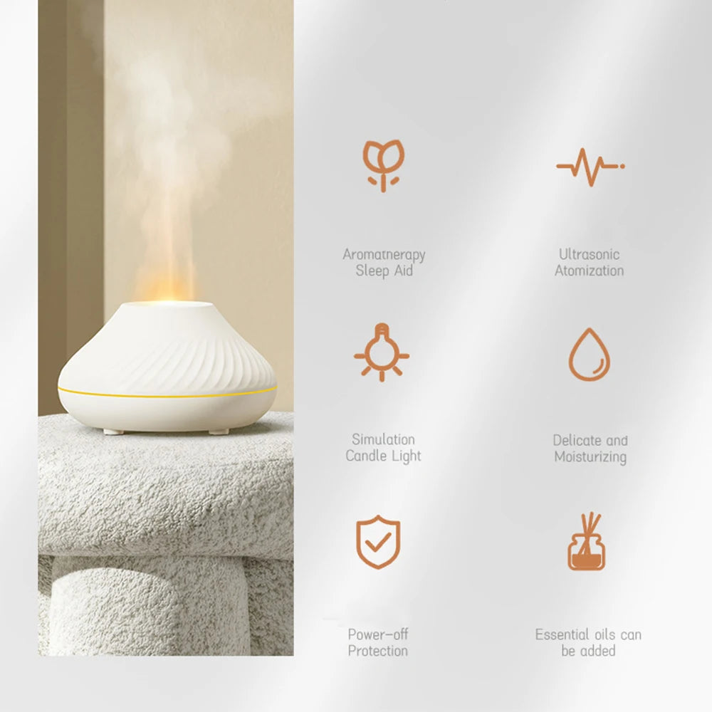 Volcanic Flame Aroma Diffuser – LED Essential Oil Humidifier