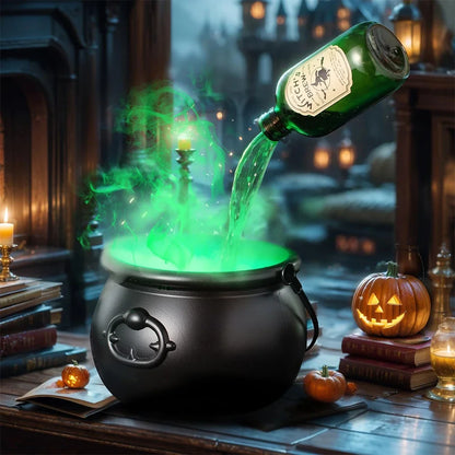 LED Halloween Witch Cauldron with Fog Mist – Skeleton Decoration for Hocus Pocus Party