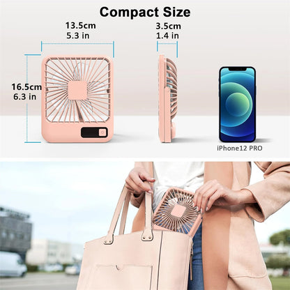 180° Folding USB Fan – Personal Desk Fan with Battery Display & 5 Speed Modes