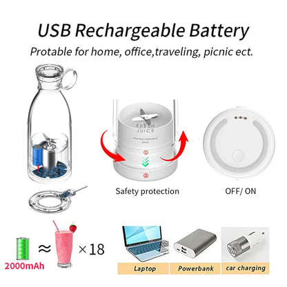 Compact Juice & Smoothie Blender – Portable USB Rechargeable Mixer