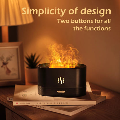 Flame Effect Essential Oil Diffuser – Ultrasonic Cool Mist Humidifier with LED Lights