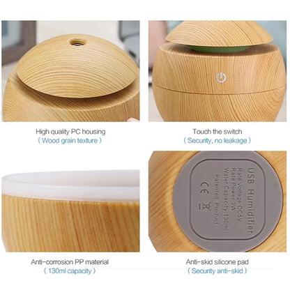 Electric Essential Oil Diffuser – Wooden Ultrasonic Air Humidifier for Home