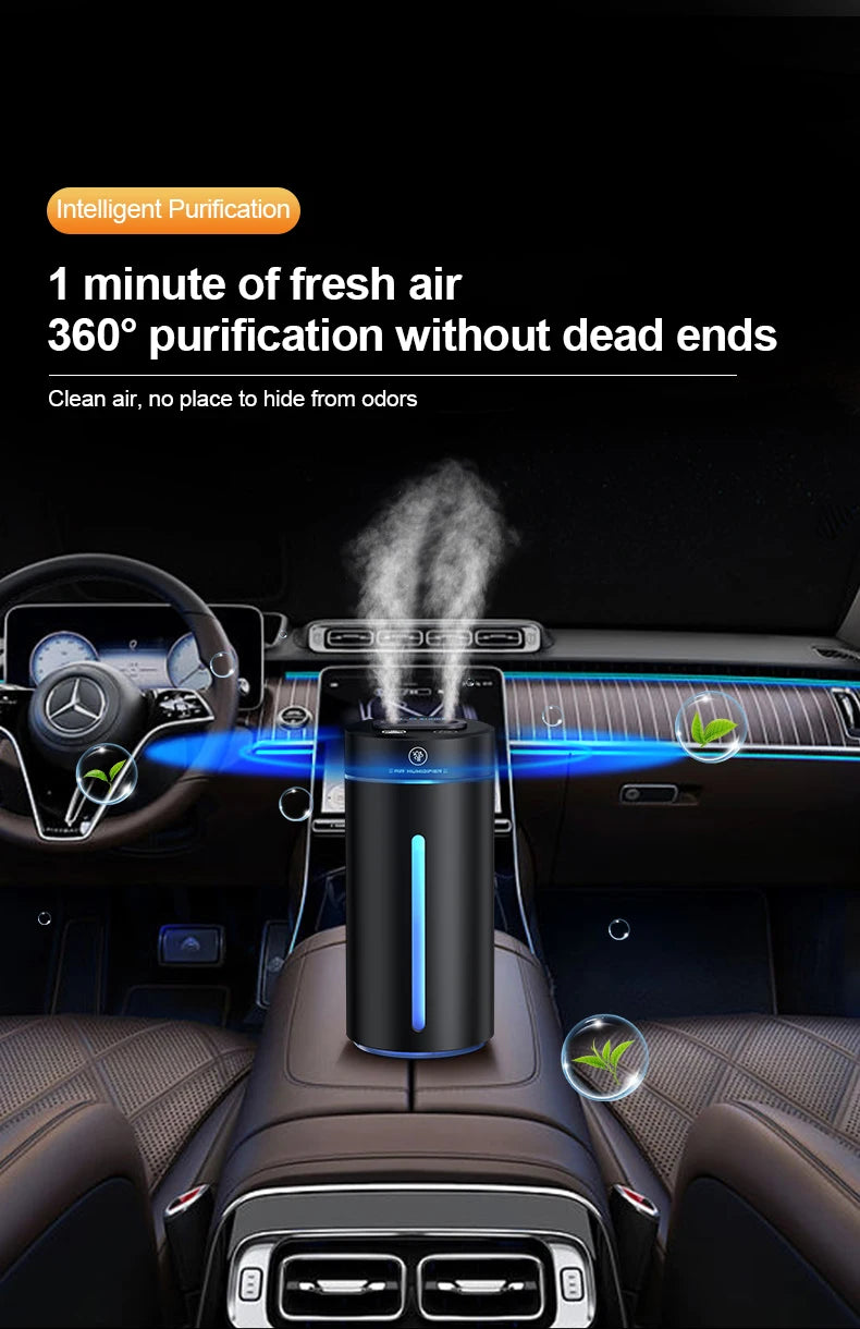 Aluminum Dual Spray Car Humidifier with Essential Oil Diffuser – Air Freshener for Auto & Room