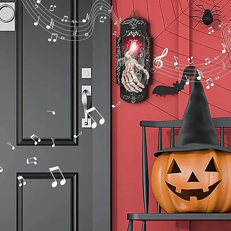 2025 New Halloween Animatronic Doorbell – Glowing Skeleton Hands with Spooky Sound