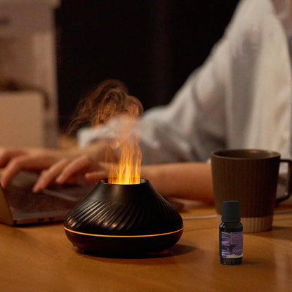 Volcanic Flame Aroma Diffuser – LED Essential Oil Humidifier