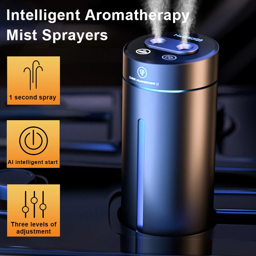Aluminum Dual Spray Car Humidifier with Essential Oil Diffuser – Air Freshener for Auto & Room