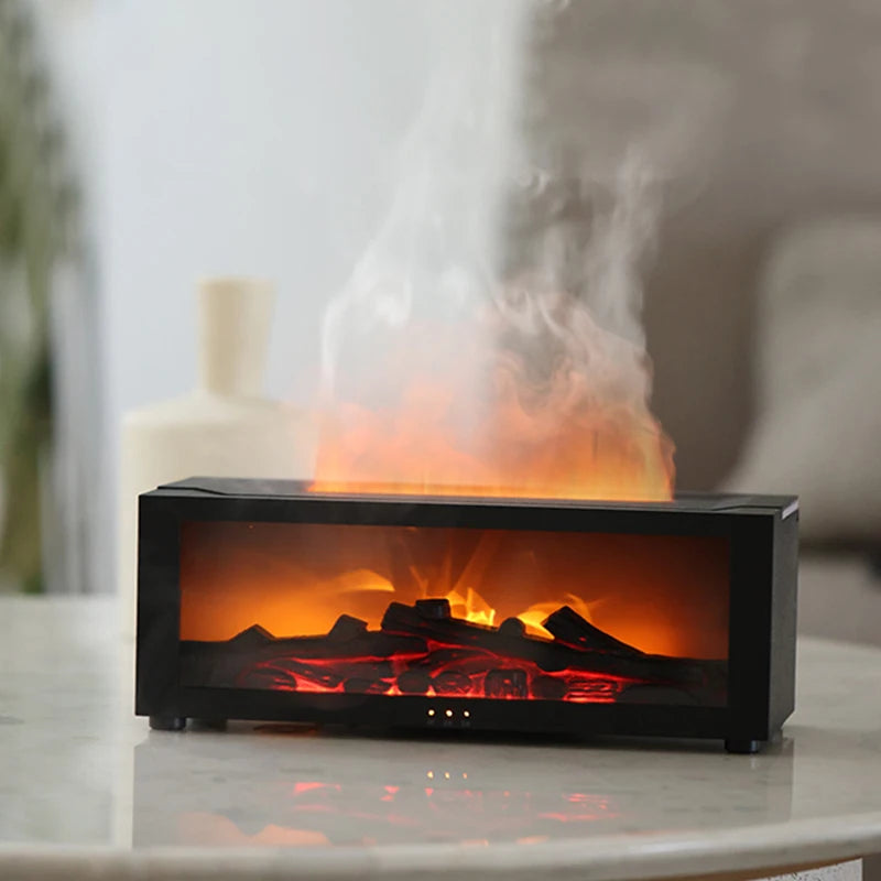 Fireplace Style Aroma Diffuser – Quiet Mist & LED Flame Effect