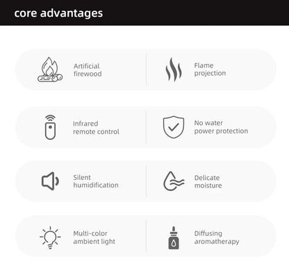 Fireplace Style Aroma Diffuser – Quiet Mist & LED Flame Effect