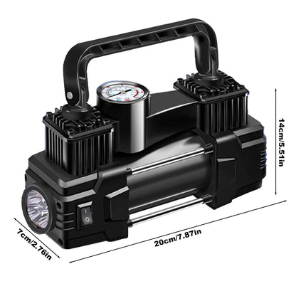 High-Pressure 12V Car Air Pump – Dual Cylinder Electric Tire Inflator with LED