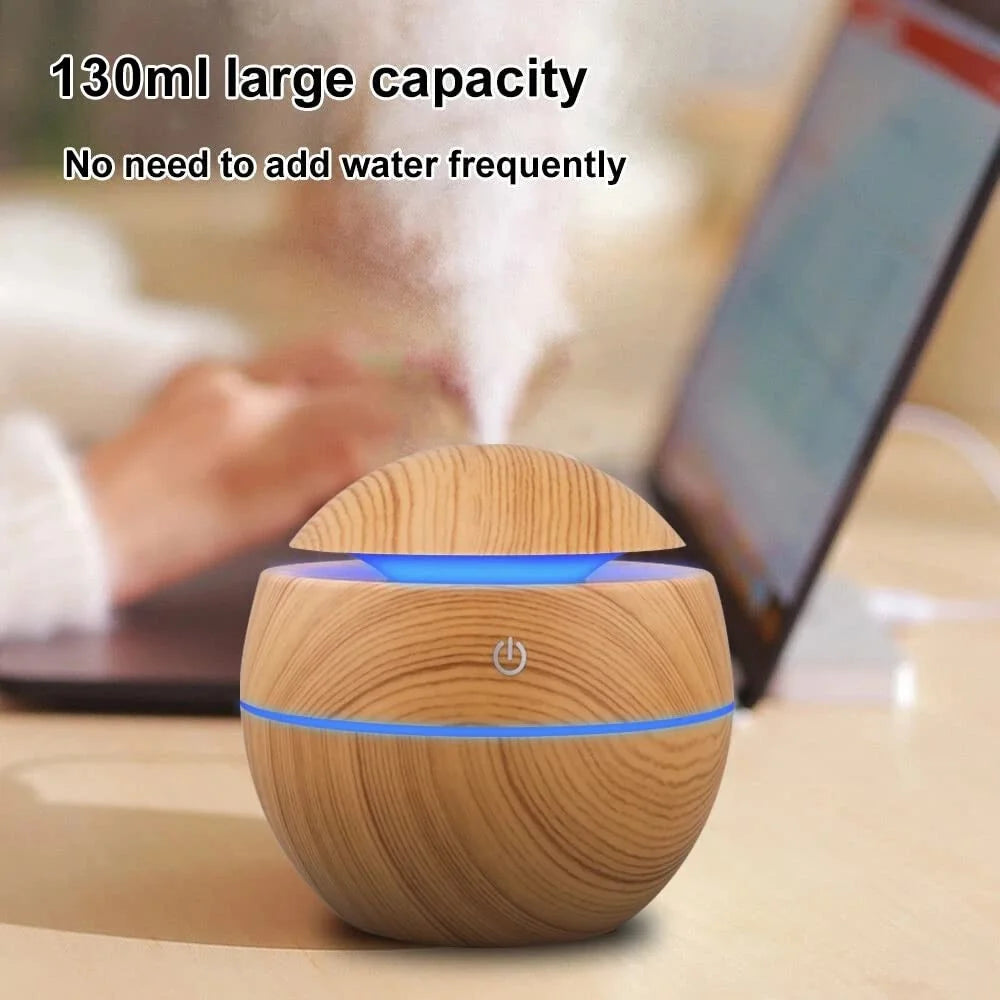 Electric Essential Oil Diffuser – Wooden Ultrasonic Air Humidifier for Home