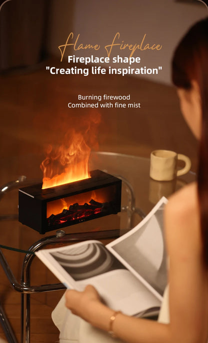Fireplace Style Aroma Diffuser – Quiet Mist & LED Flame Effect