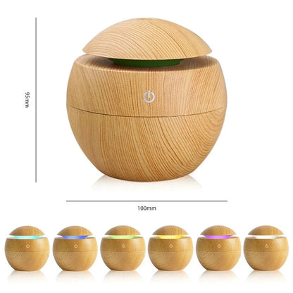 Electric Essential Oil Diffuser – Wooden Ultrasonic Air Humidifier for Home