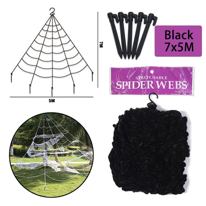 🎃 Scary Halloween Spider Decoration – Hairy Black Plush Spider & Web for Haunted House