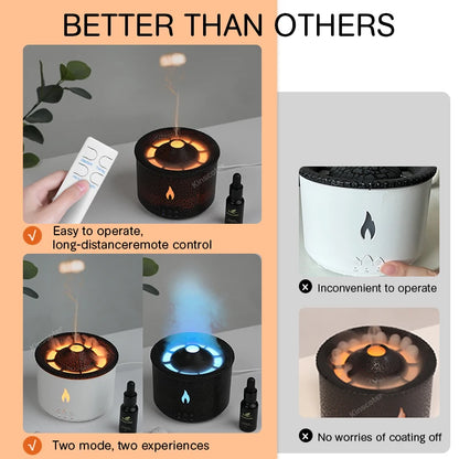 Volcano Flame Essential Oil Diffuser – 360ml Ultrasonic Aromatherapy Humidifier