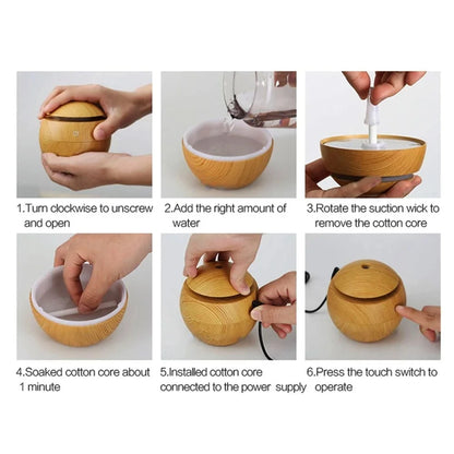 Electric Essential Oil Diffuser – Wooden Ultrasonic Air Humidifier for Home
