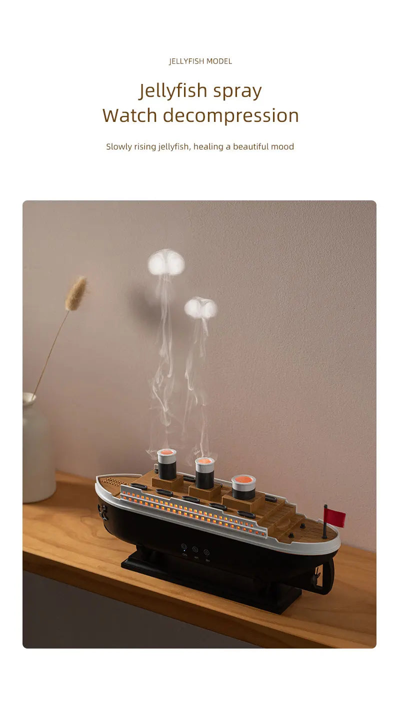 Titanic Ship Aroma Diffuser – 250ml Ultrasonic Essential Oil Humidifier with Smoke Ring Effect
