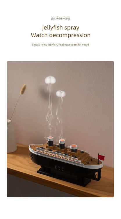 Titanic Ship Aroma Diffuser – 250ml Ultrasonic Essential Oil Humidifier with Smoke Ring Effect